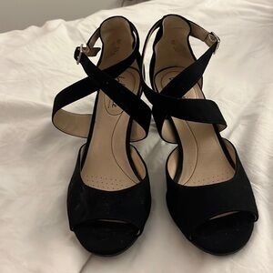 Black open toe heels